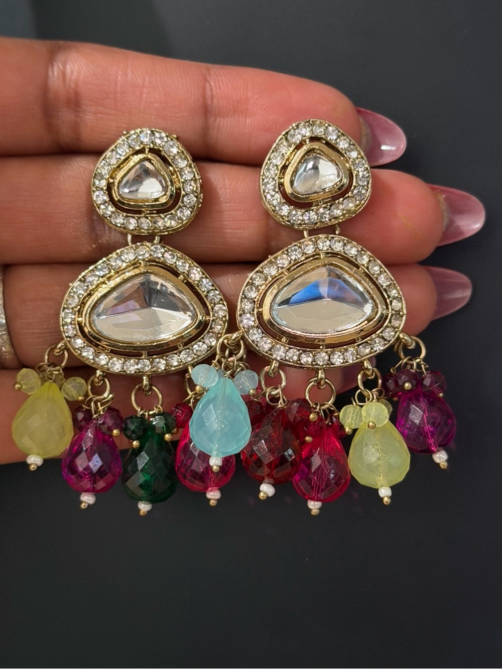 Gold-tone  Multi-Color  Earrings